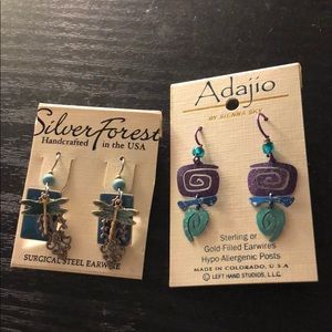 Two pairs of dangling earrings